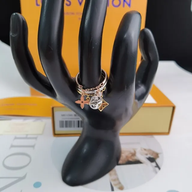 Louis Vuitton Gold Silver Stacked Multi-Band Mixed-Metal Ring 3