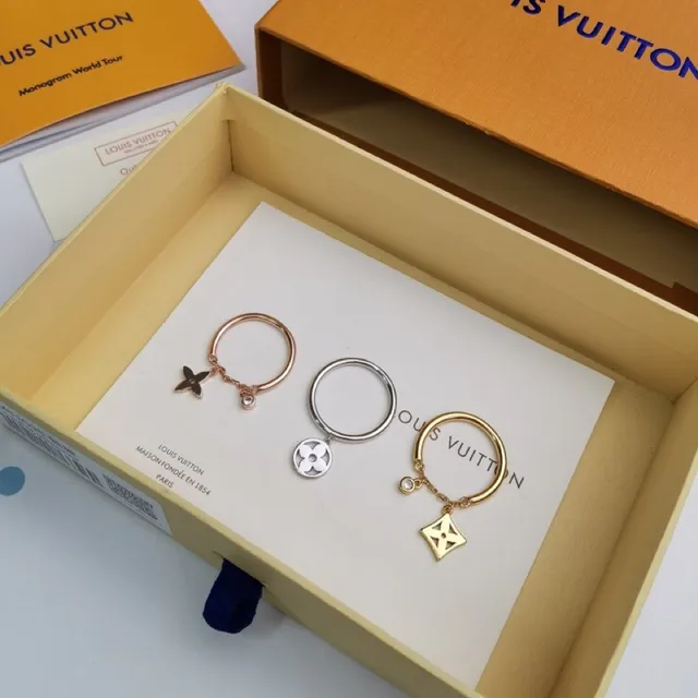 Louis Vuitton Gold Silver Stacked Multi-Band Mixed-Metal Ring 4