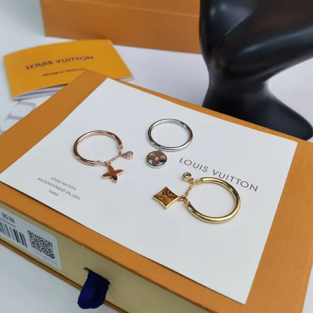 Louis Vuitton Gold Silver Stacked Multi-Band Mixed-Metal Ring 6