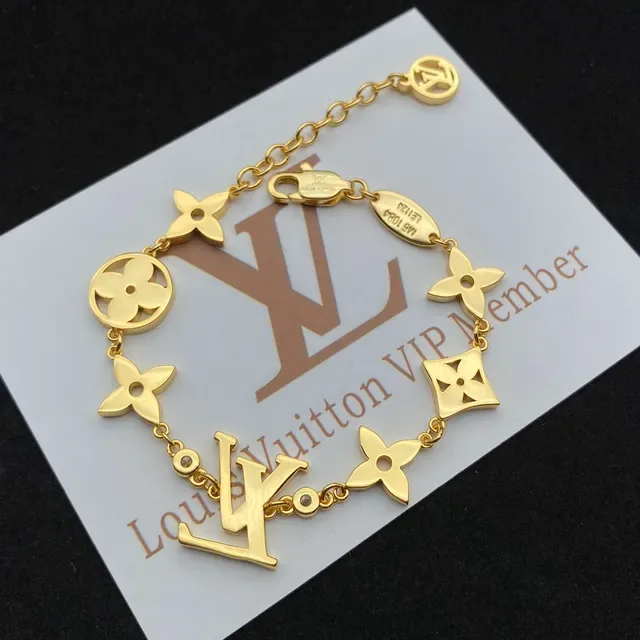 Pulsera Louis Vuitton Dorada Cristal Pavé Motivo Floral Monograma 5