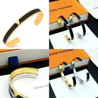 Louis Vuitton Iconic Cuff أسود إيمل ذهبي اللون سوارية