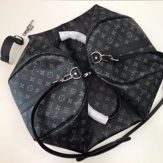Louis Vuitton Keepall Bandoulière Monogram Eclipse Black डफल बैग 2