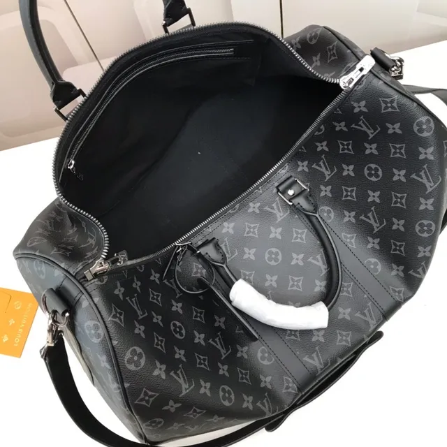 Louis Vuitton Keepall Bandoulière Monogram Eclipse Black डफल बैग 5