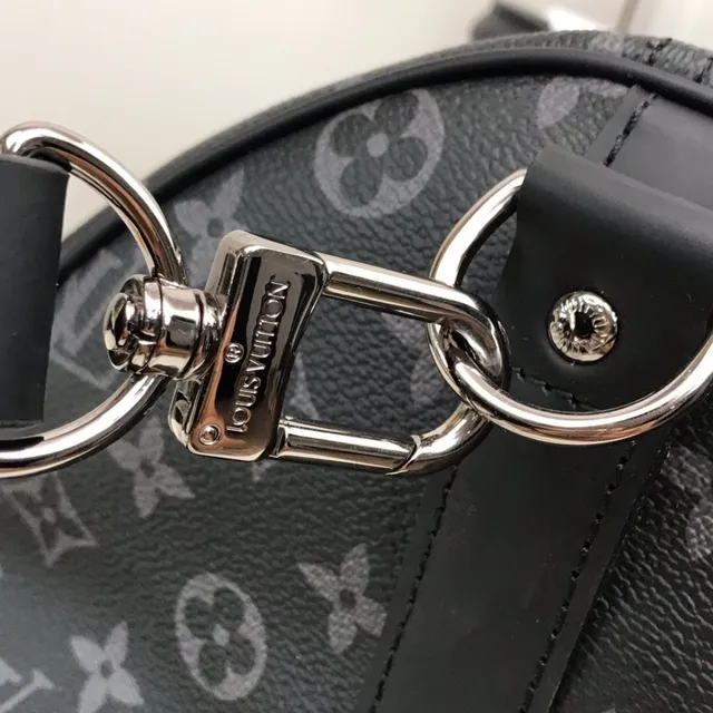 Louis Vuitton Keepall Bandoulière Monogram Eclipse Black डफल बैग 8