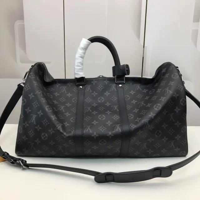 Louis Vuitton Keepall Bandoulière Monogram Eclipse Black डफल बैग 10