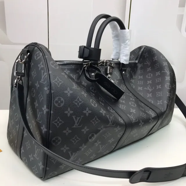 Louis Vuitton Keepall Bandoulière Monogram Eclipse Black डफल बैग 11