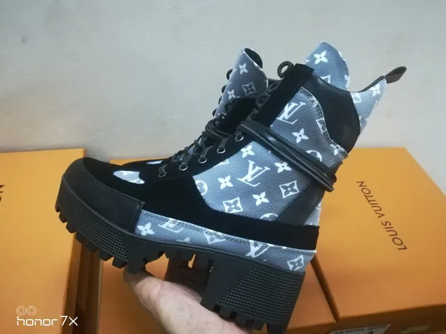 Louis Vuitton Le Cagole Monogram Blue and Black Ankle Boots 2