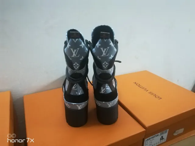 Louis Vuitton Le Cagole Monogram Blue and Black Ankle Boots 3