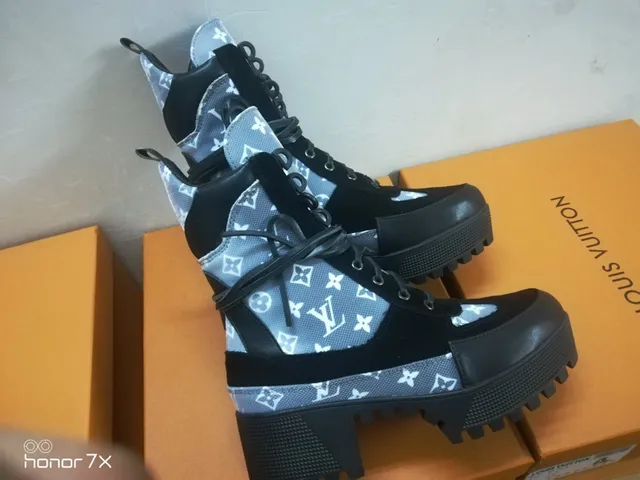 Louis Vuitton Le Cagole Monogram Blue and Black Ankle Boots 4