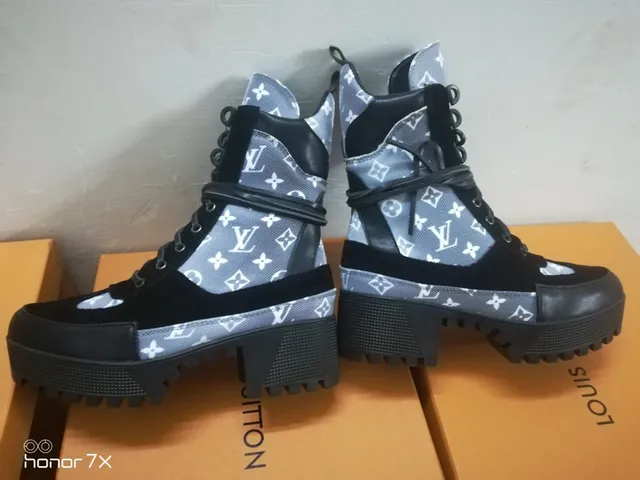 Louis Vuitton Le Cagole Monogram Blue and Black Ankle Boots 5