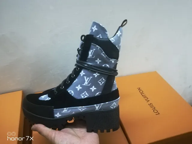 Louis Vuitton Le Cagole Monogram Blue and Black Ankle Boots 6