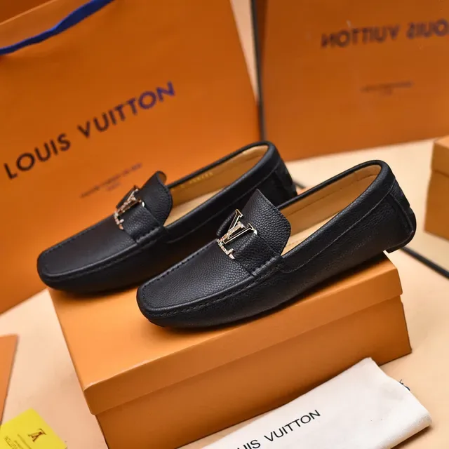 Louis Vuitton Loafer Negro Plata Cuero Granulado Hebilla Metal LV Loafer 8