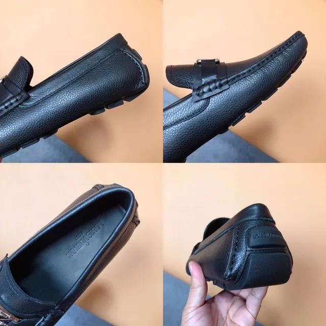 Louis Vuitton Loafer Blue Black Pebbled Leather Square Toe Loafer 2