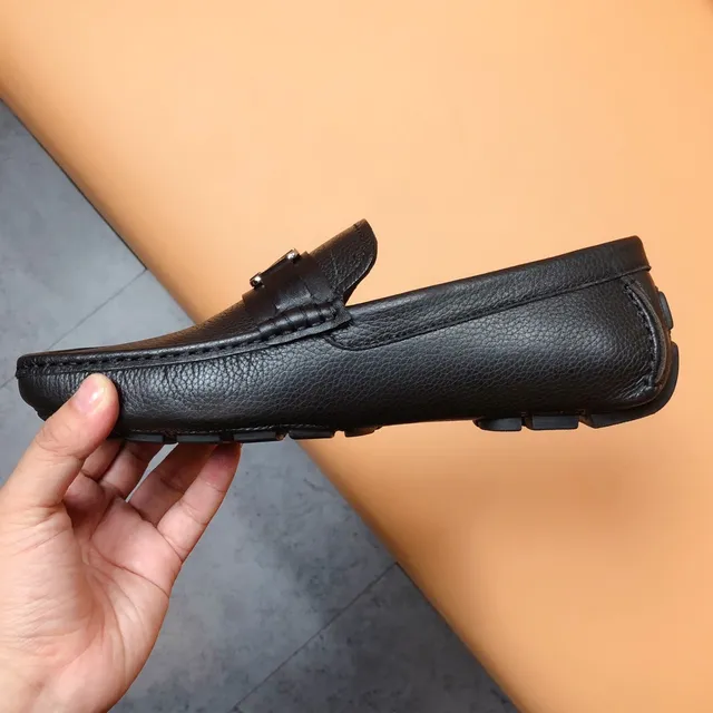 Louis Vuitton Loafer Blue Black Pebbled Leather Square Toe Loafer 3