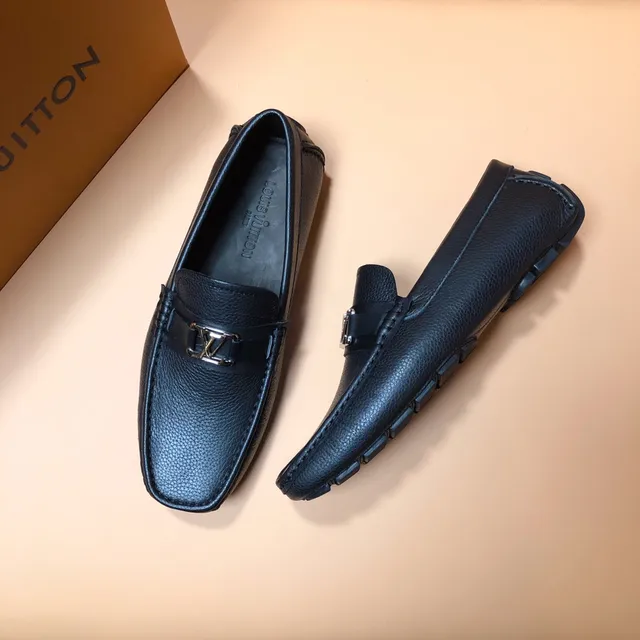 Louis Vuitton Loafer Blue Black Pebbled Leather Square Toe Loafer 5