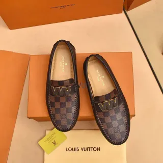 Louis Vuitton لافر بني أسود دامييه قماش لوحة مونوغرام ذهبية