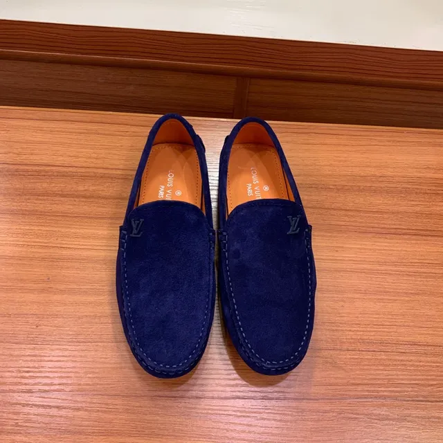 Louis Vuitton Loafer Navy Orange Suede Upper Moc-Toe Stitching Loafer 3