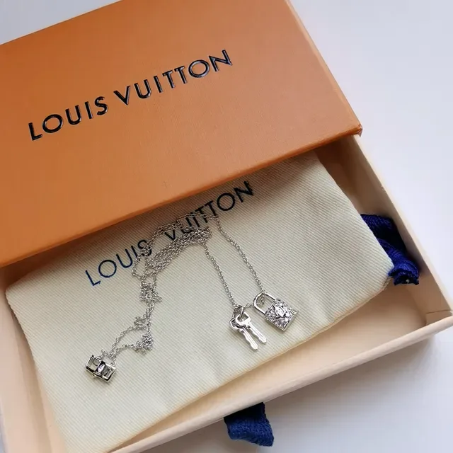 Louis Vuitton Lock & Key Padlock and Key Pendant Necklaces 8