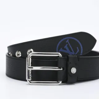 Louis Vuitton LV Circle Correa de cuero negro pebbleada