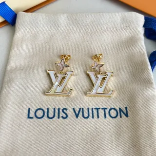 Louis Vuitton LV زهرة ذهب أبيض معدن لؤلؤة أم تطعيم أقراط
