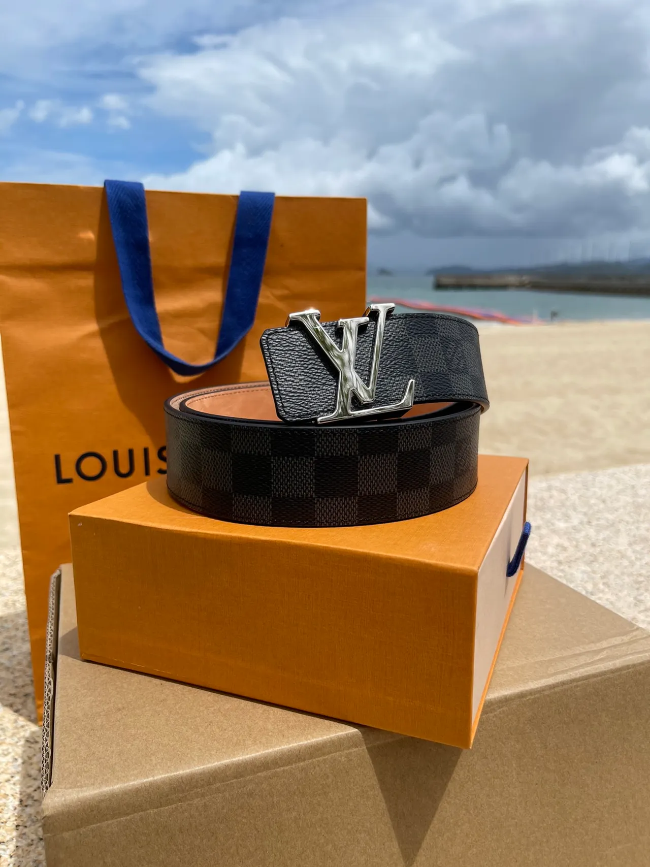 Louis Vuitton LV Initiales Black Damier Leather Belt 7