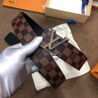 Louis Vuitton LV Initiales Damier Ebène উল্টানো যায় এমন চামড়ার বেল্ট