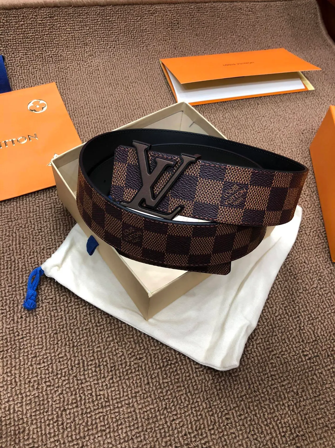 Louis Vuitton LV Initiales Damier Ebène Reversible Leather Belt 4
