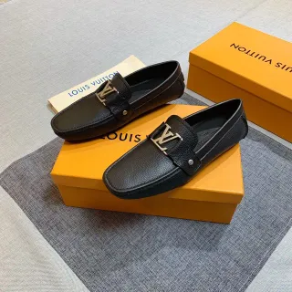 Louis Vuitton LV लूफर काला दानेदार चमड़ा लूफर