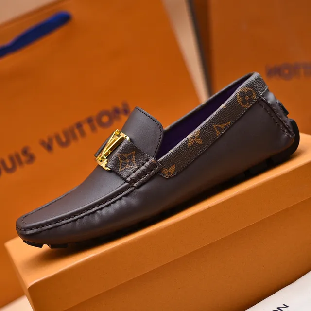 Louis Vuitton LV Loafer Brown Monogram Strap Gold Buckle Loafers 4