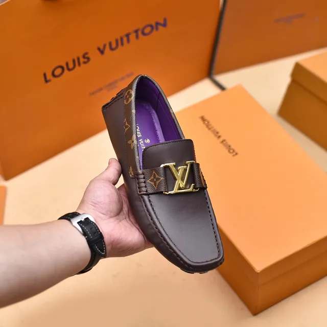 Louis Vuitton LV Loafer Brown Monogram Strap Gold Buckle Loafers 6