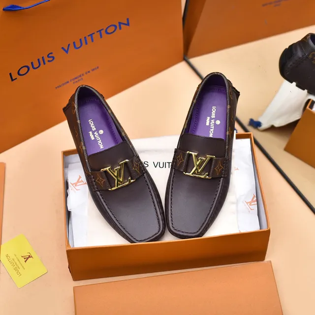 Louis Vuitton LV Loafer Brown Monogram Strap Gold Buckle Loafers 9