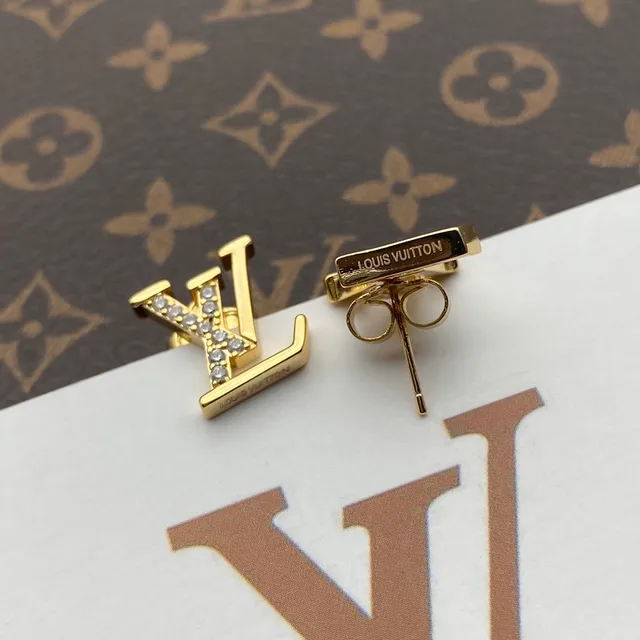 Louis Vuitton LV Monogram Pavé Crystal Rose Gold Stud Earrings 3