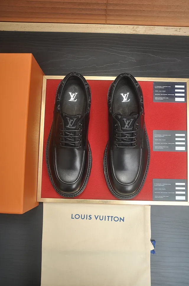 Louis Vuitton LV Trail Black Leather Derby Shoes 5