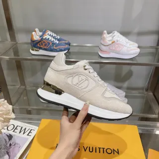 Louis Vuitton LV Trainer Beige Dorado Texturizado Textil Superior Esculpido Blanco Suela Media Zapatillas Lifestyle
