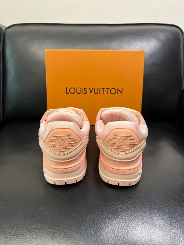 Louis Vuitton LV Trainer Beige Pink Platform Sole Layered Leather And Mesh Upper Chunky Sneakers 3