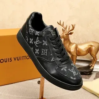 路易威登 LV 训练者 黑色灰色 印花织物 光滑皮革 生活方式运动鞋