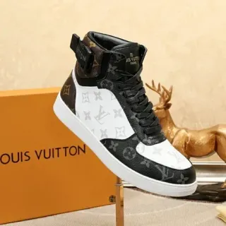 Louis Vuitton LV Trainer 黑色白色高帮印花生活方式运动鞋
