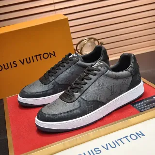 Louis Vuitton LV Trainer Zapatillas Lifestyle de Cuero Negro y Blanco con Impresión Monograma Low-Top