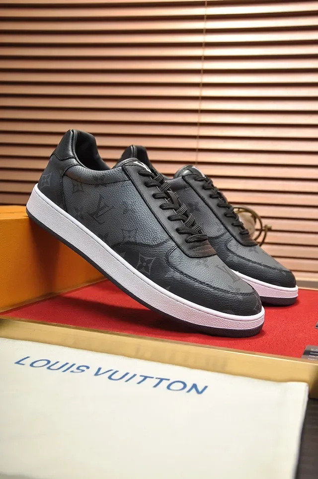 লুইস ভিটন LV Trainer কালো সাদা মনোগ্রাম প্রিন্ট চামড়ার লো-টপ লাইফস্টাইল স্নিকার্স 8