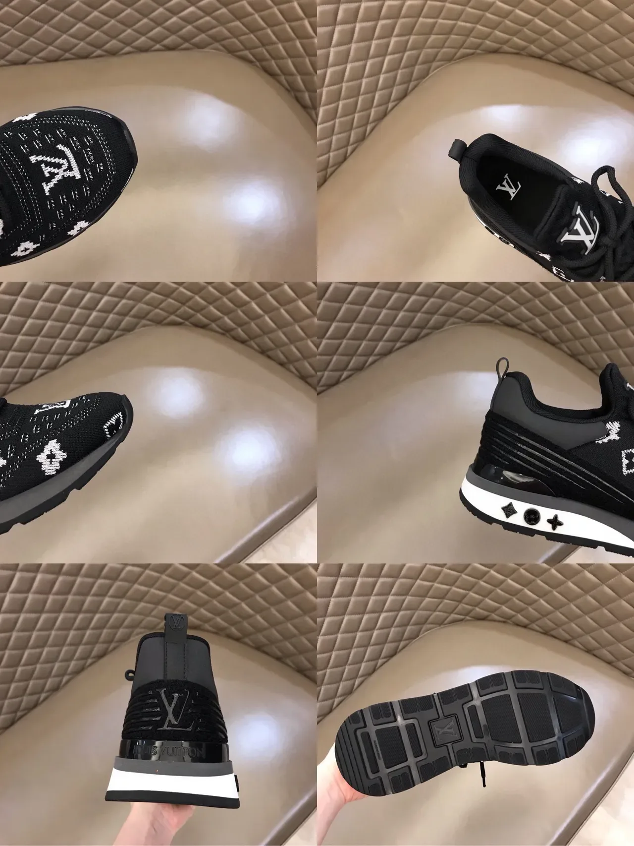 Louis Vuitton LV Trainer Noir Blanc Transparent Talon Air Unit Motifs Embossés Sneakers Lifestyle 2