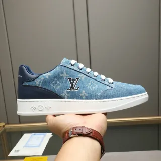 Louis Vuitton LV Trainer Zapatillas Deportivas Azul Marino Superior De Denim Bordado Monograma Estilo De Vida Sneakers
