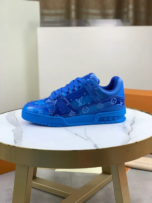 Louis Vuitton LV Trainer Tênis Lifestyle Azul Transparente TPU Superposição de Impressão Monograma 5