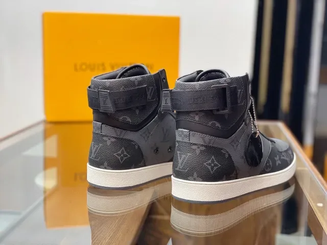 Louis Vuitton LV Trainer Gray Black High-Top Monogram Canvas Lifestyle Sneakers 3