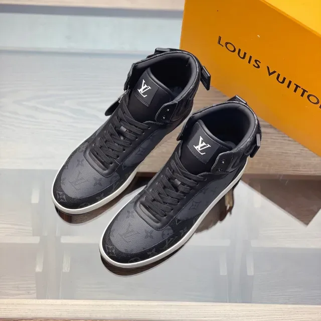 Louis Vuitton LV Trainer Gray Black High-Top Monogram Canvas Lifestyle Sneakers 4