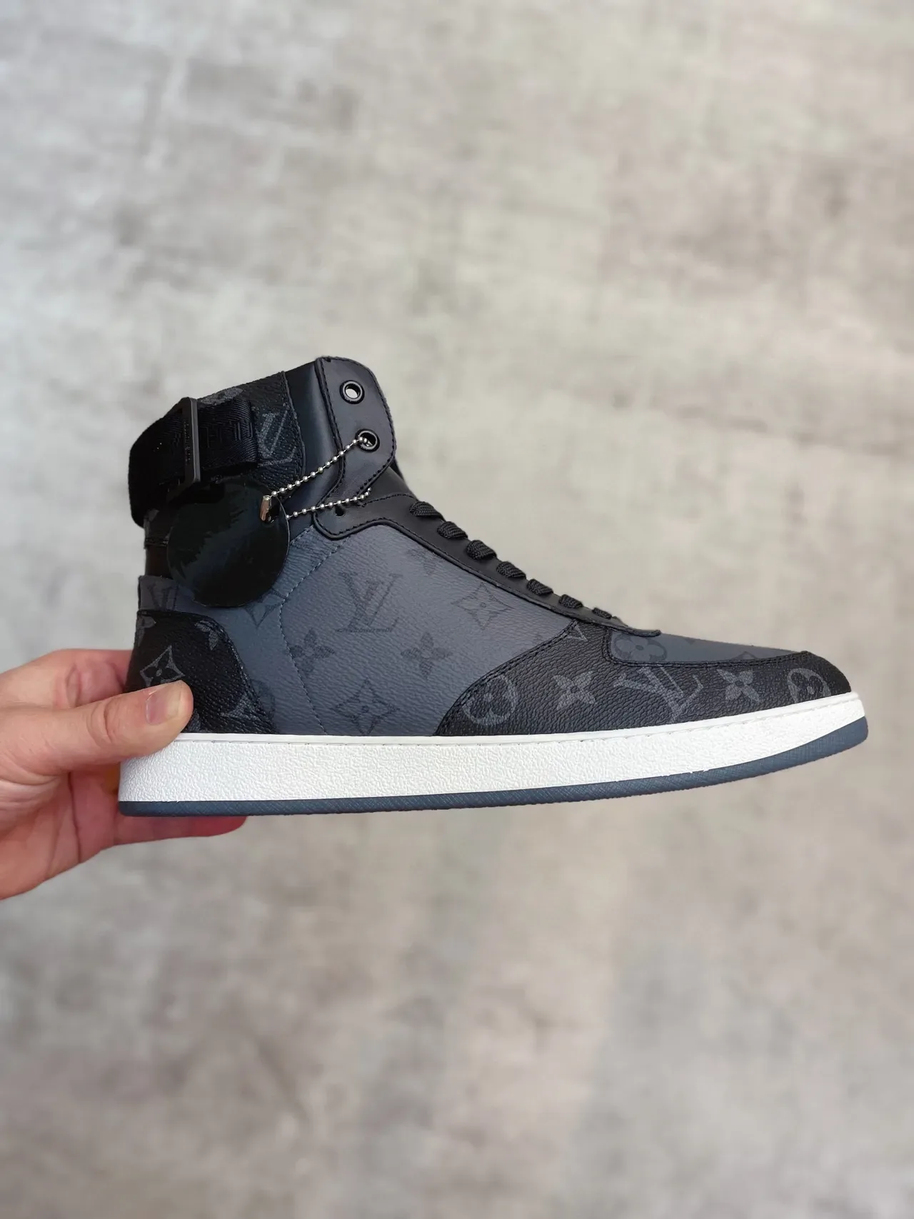 Louis Vuitton LV Trainer Gray Black High-Top Monogram Canvas Lifestyle Sneakers 5