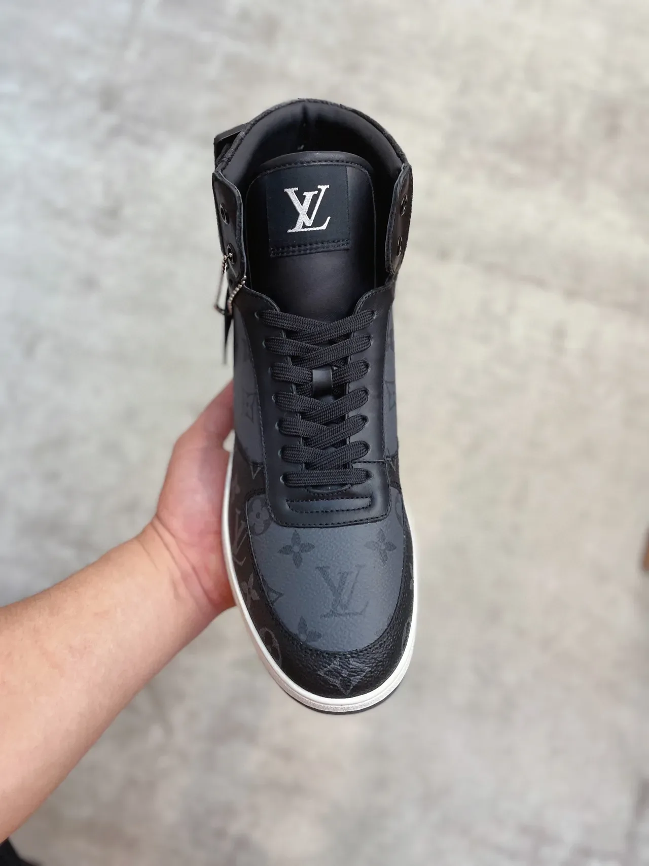 Louis Vuitton LV Trainer Gray Black High-Top Monogram Canvas Lifestyle Sneakers 6