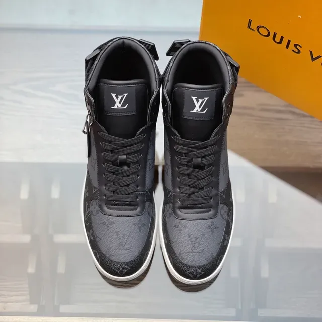 Louis Vuitton LV Trainer Gray Black High-Top Monogram Canvas Lifestyle Sneakers 9
