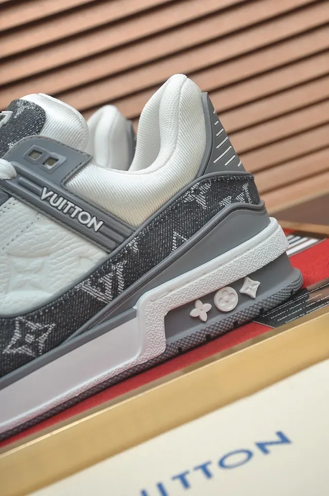 Louis Vuitton LV Trainer Gray White Monogram Canvas Layered Midsole Lifestyle Sneakers 2