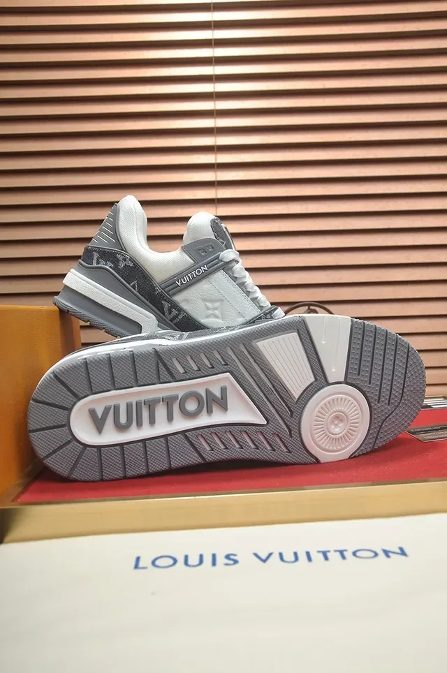 Louis Vuitton LV Trainer Gray White Monogram Canvas Layered Midsole Lifestyle Sneakers 3