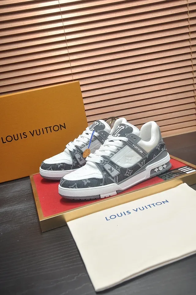Louis Vuitton LV Trainer Gray White Monogram Canvas Layered Midsole Lifestyle Sneakers 4